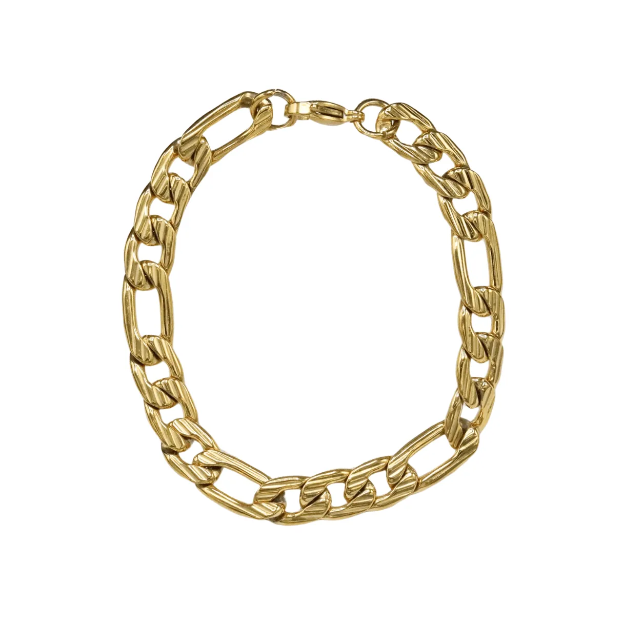 Thick Figaro Bracelet- Gold