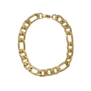Thick Figaro Bracelet- Gold