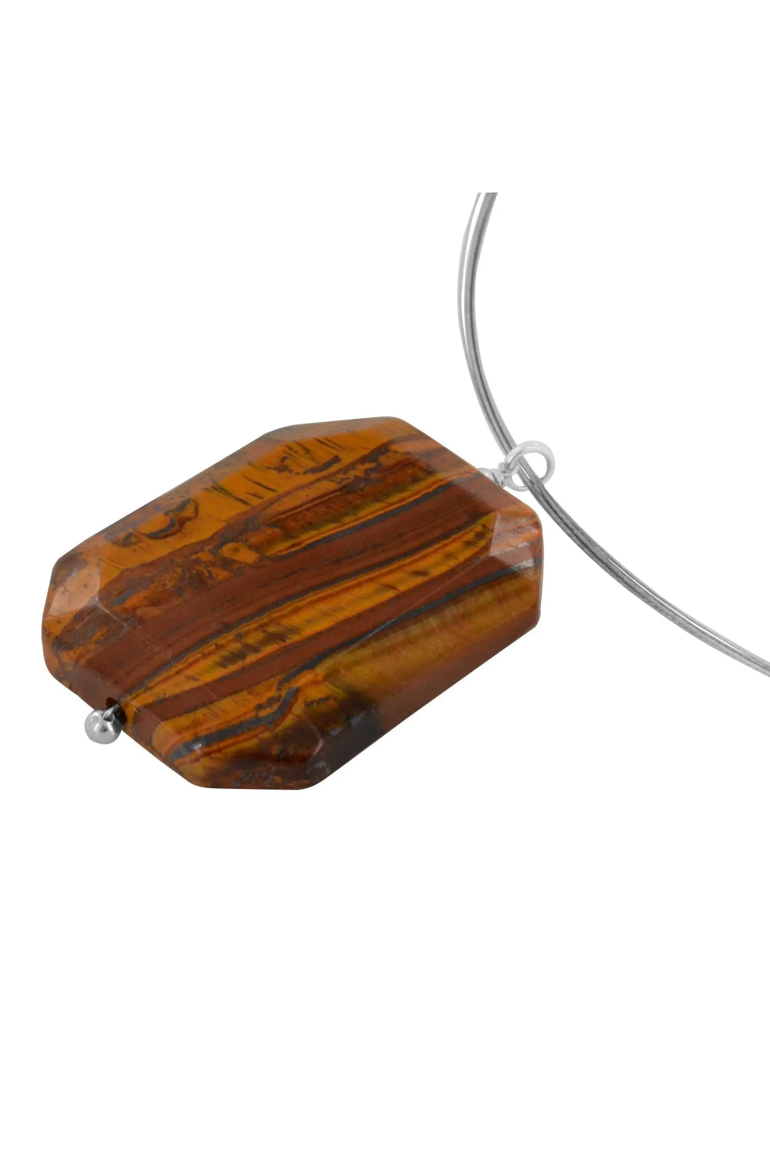 Tigers Eye Rectangular Large Gemstone Necklace