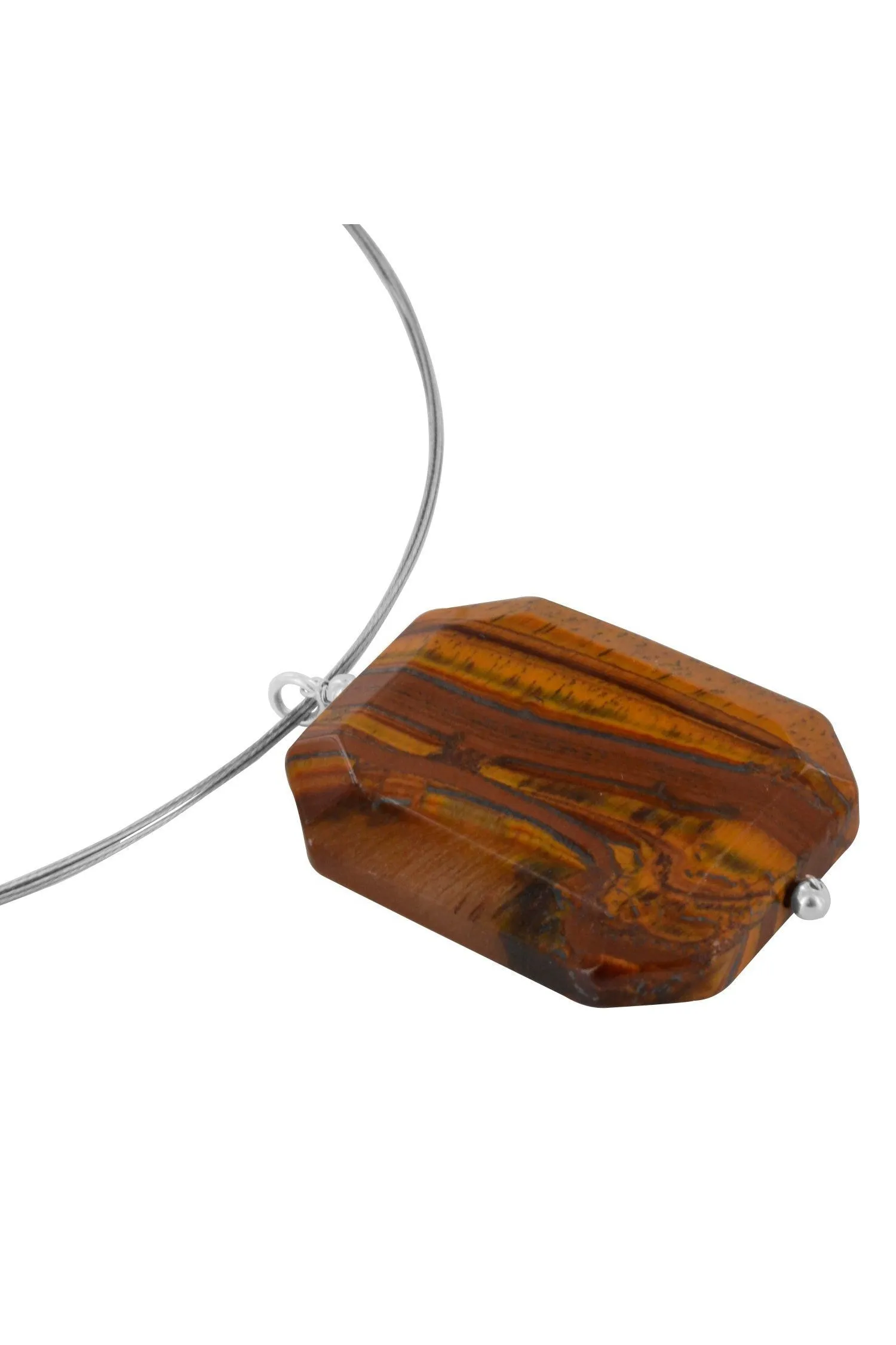 Tigers Eye Rectangular Large Gemstone Necklace