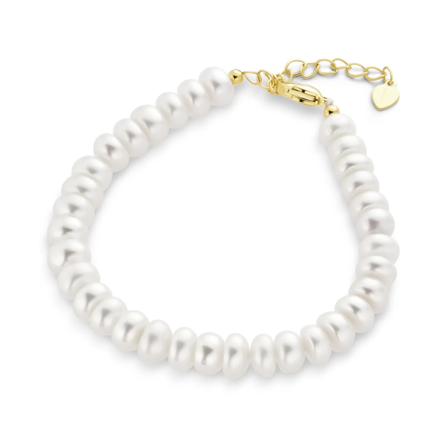 Traditional Bridal 5MM White Freshwater Pearl Strand Bracelet 18K Gold 6.5-8.5"