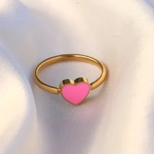 Trendy Enamel Ring Cute Love Heart Wedding Birthday Jewelry Gift