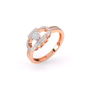 Trendy Open Cricle Diamond Gold Ring