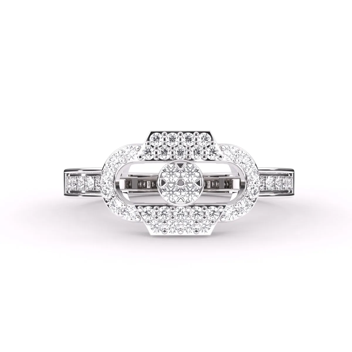 Trendy Open Cricle Diamond Gold Ring