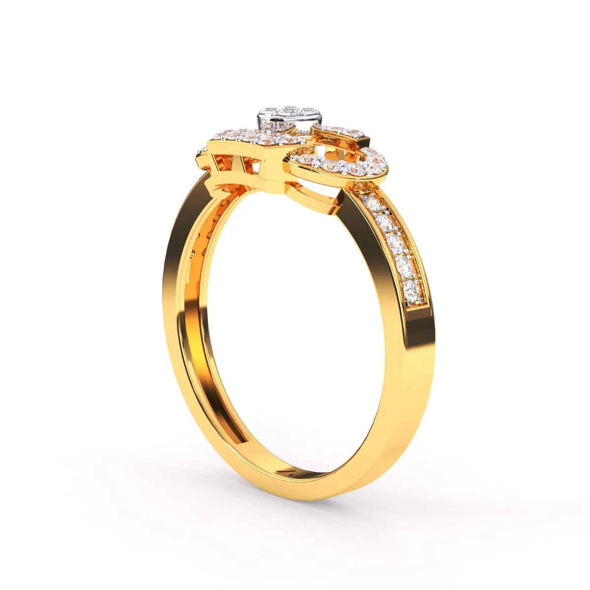 Trendy Open Cricle Diamond Gold Ring