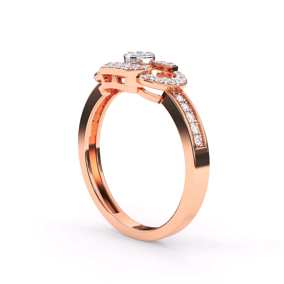 Trendy Open Cricle Diamond Gold Ring