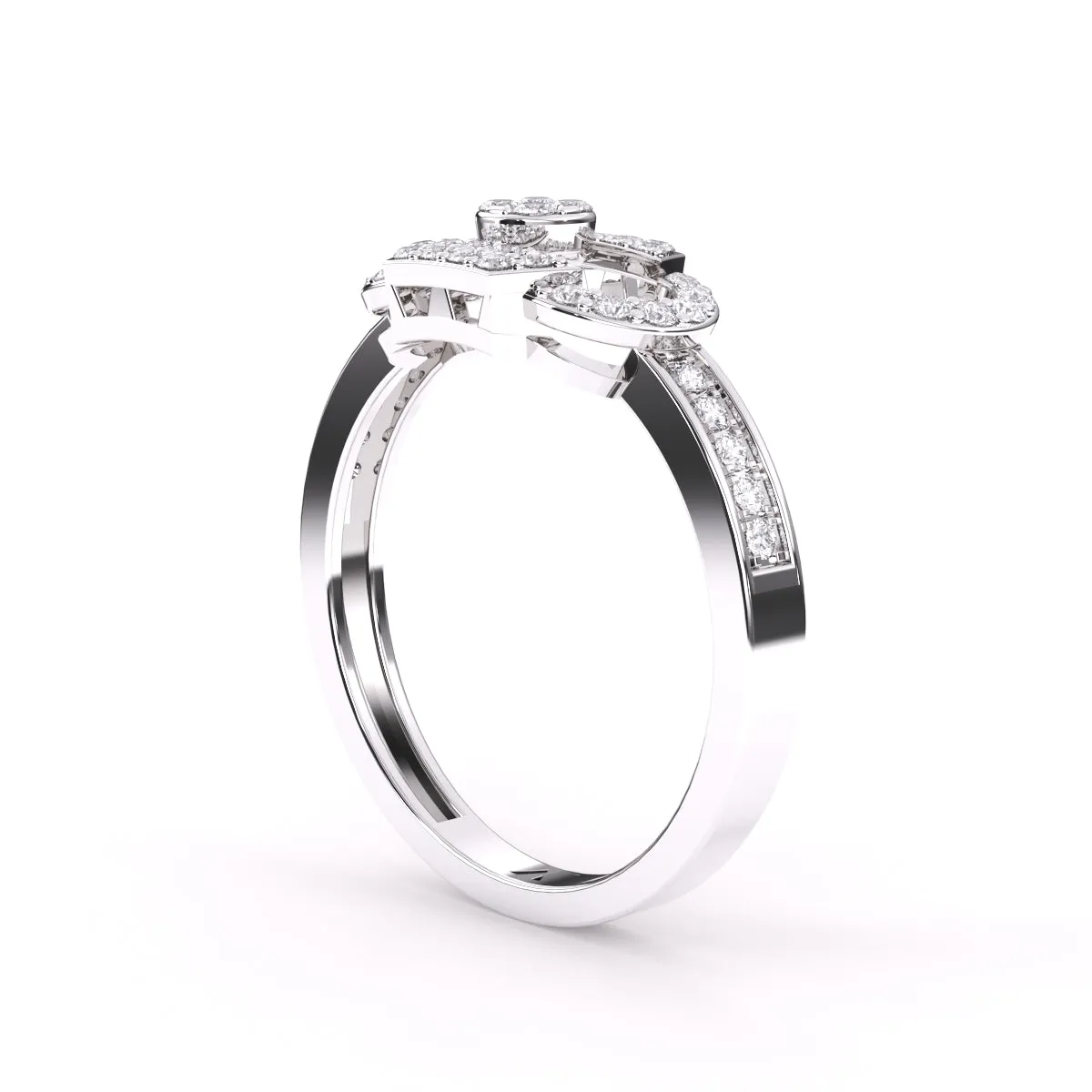 Trendy Open Cricle Diamond Gold Ring