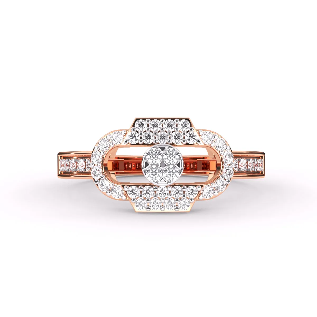 Trendy Open Cricle Diamond Gold Ring
