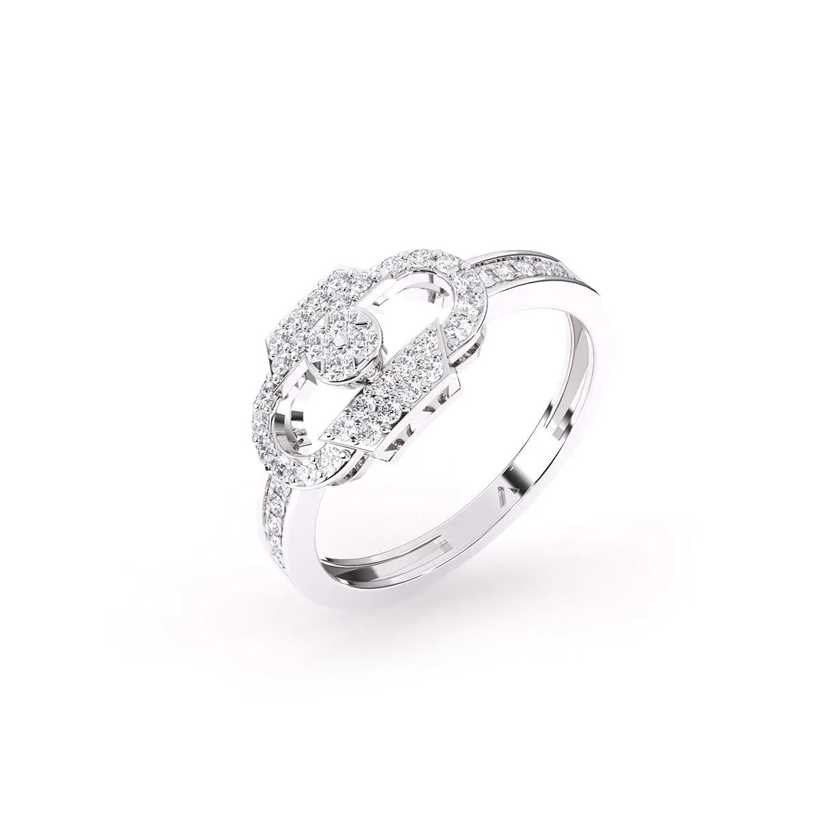 Trendy Open Cricle Diamond Gold Ring