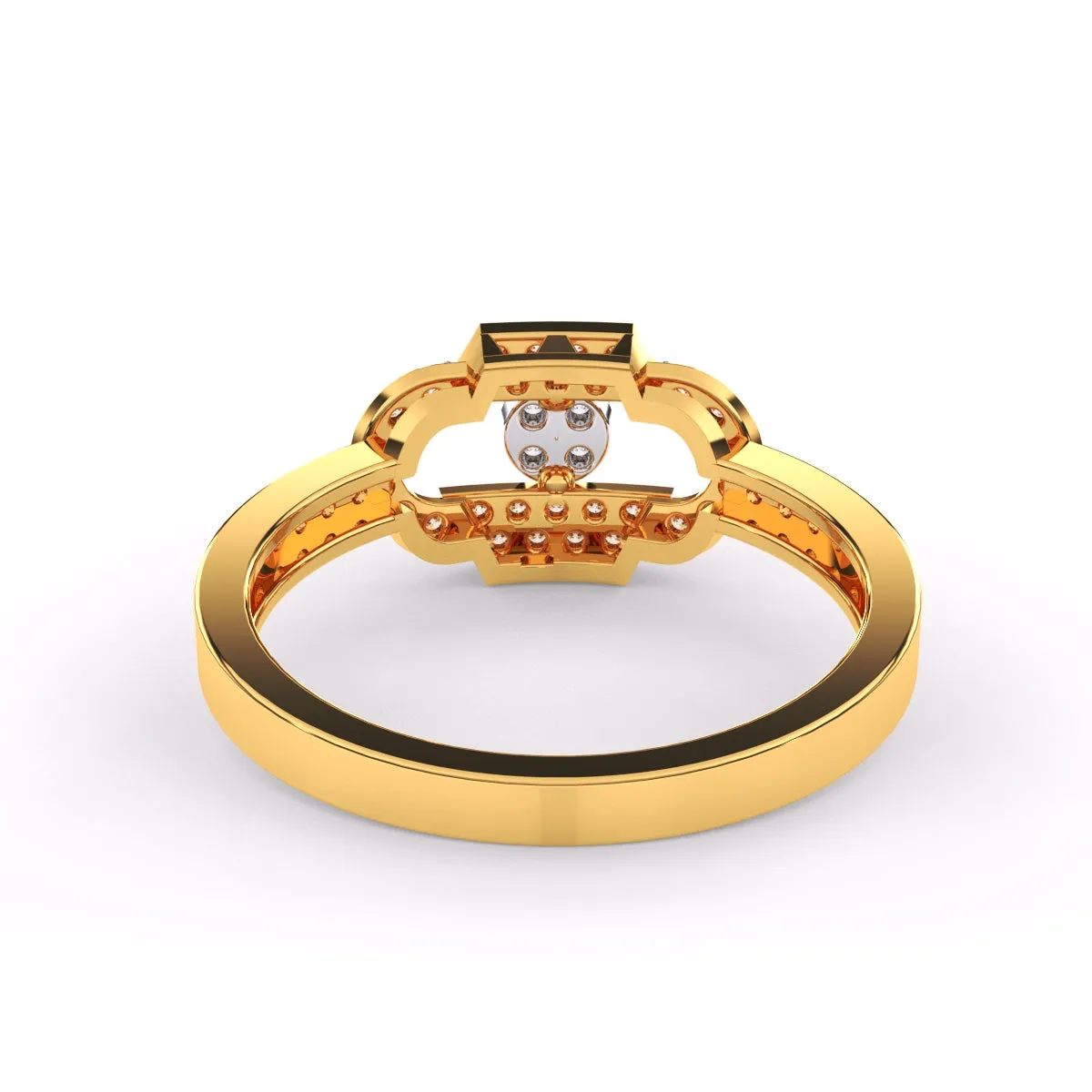 Trendy Open Cricle Diamond Gold Ring