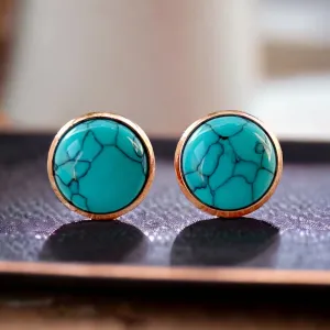 Turquoise Rose Gold Stud Earrings: Boho Western Charm for Unique Style Statements