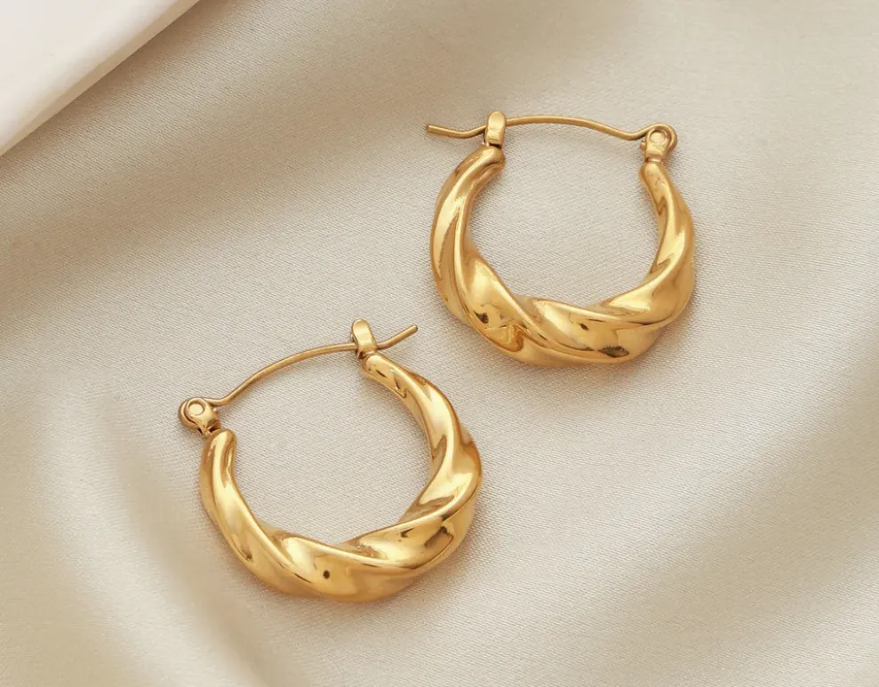 Twist Hoop Earrings Gold