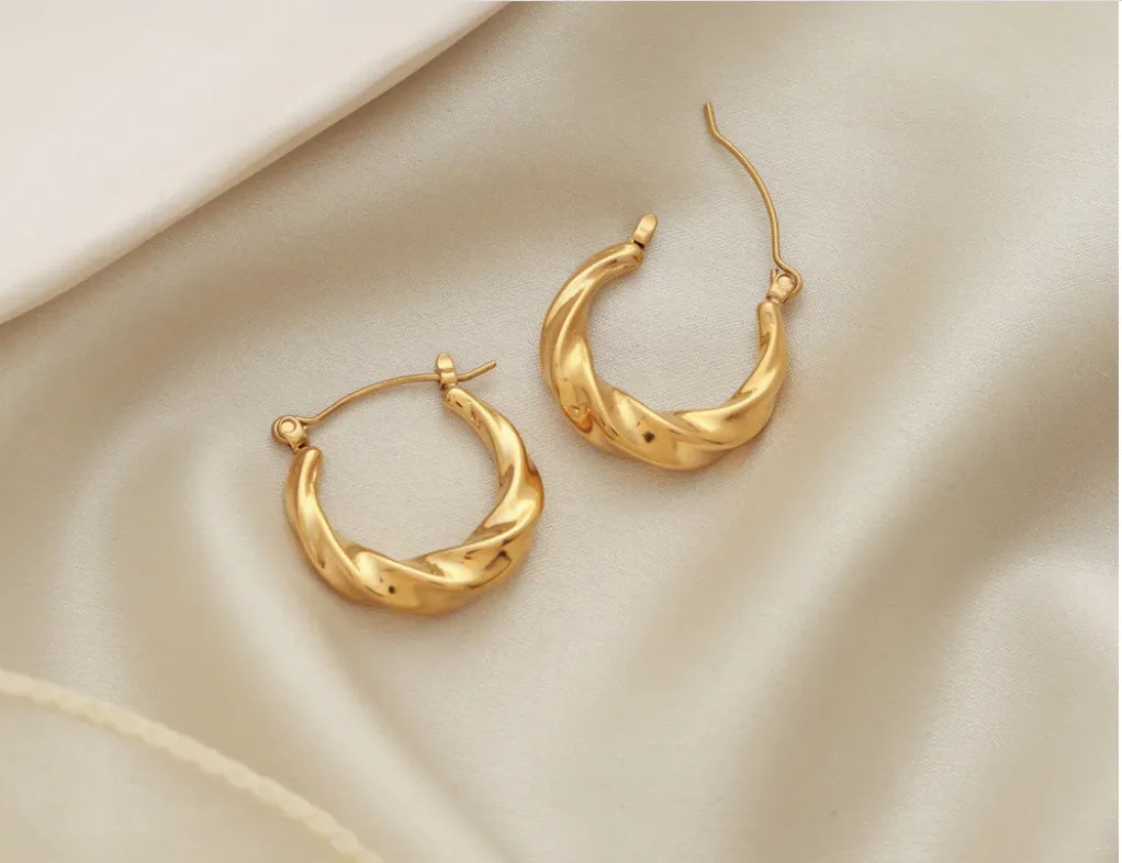 Twist Hoop Earrings Gold