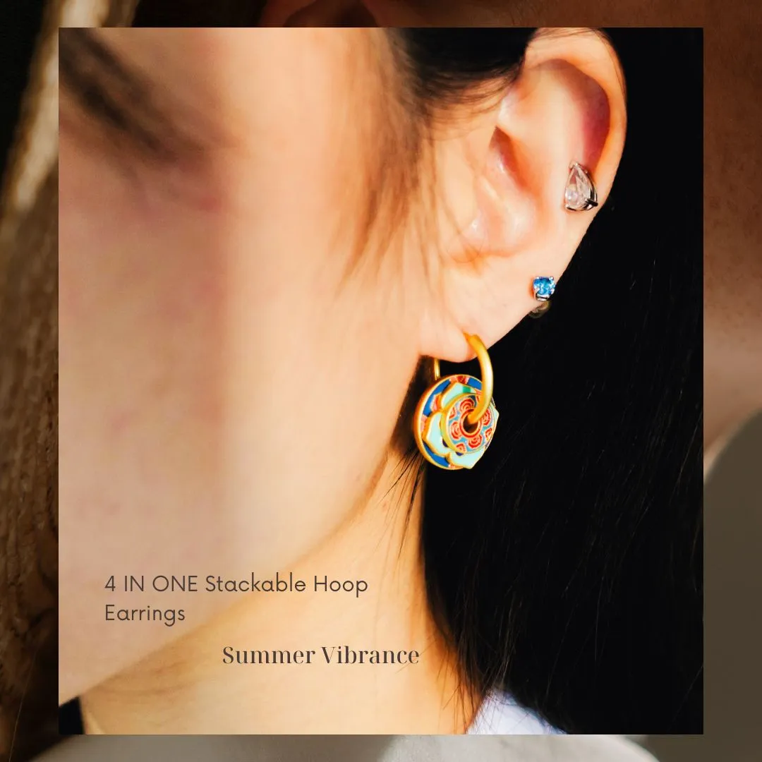 Unique 4 in 1 Radiant Stackable Vintage Style Earrings