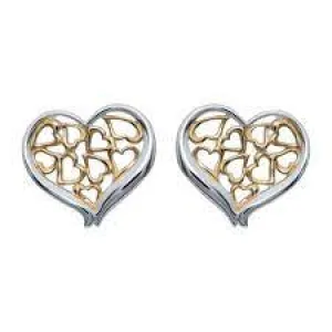 Unique & Co Silver Heart Earrings with yellow gold plating