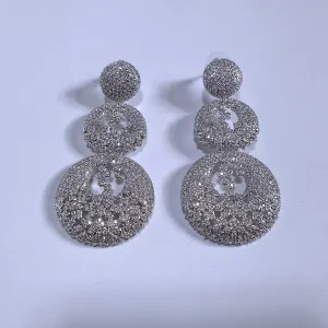Unique Design Silver Cubic Zirconia Earrings