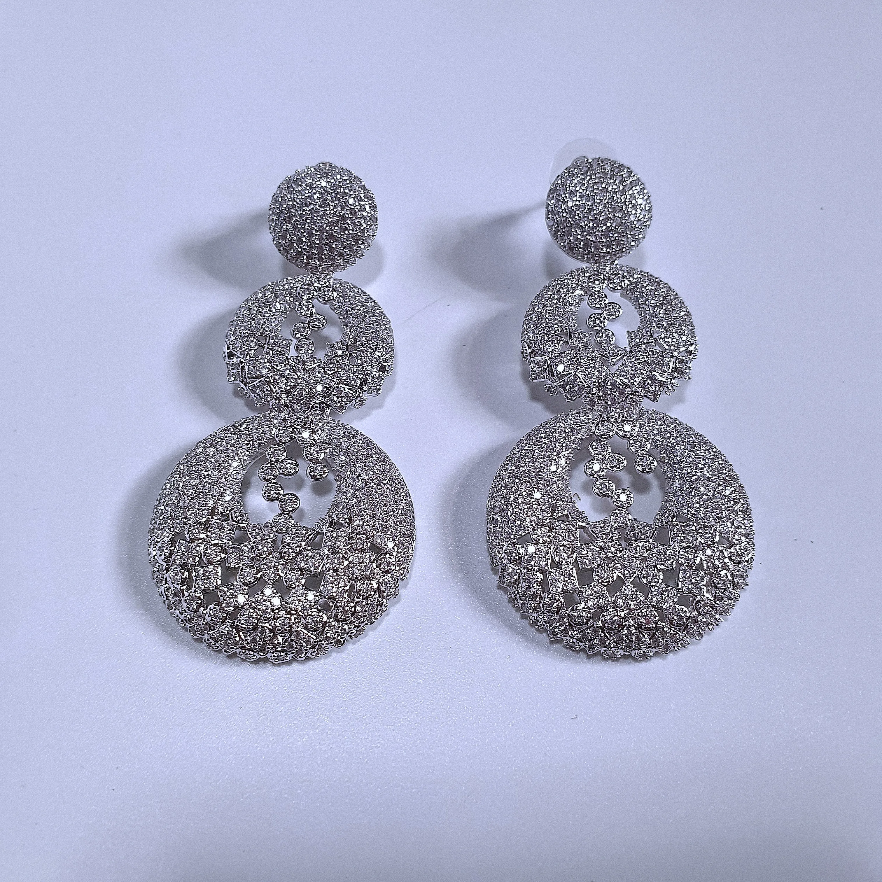 Unique Design Silver Cubic Zirconia Earrings