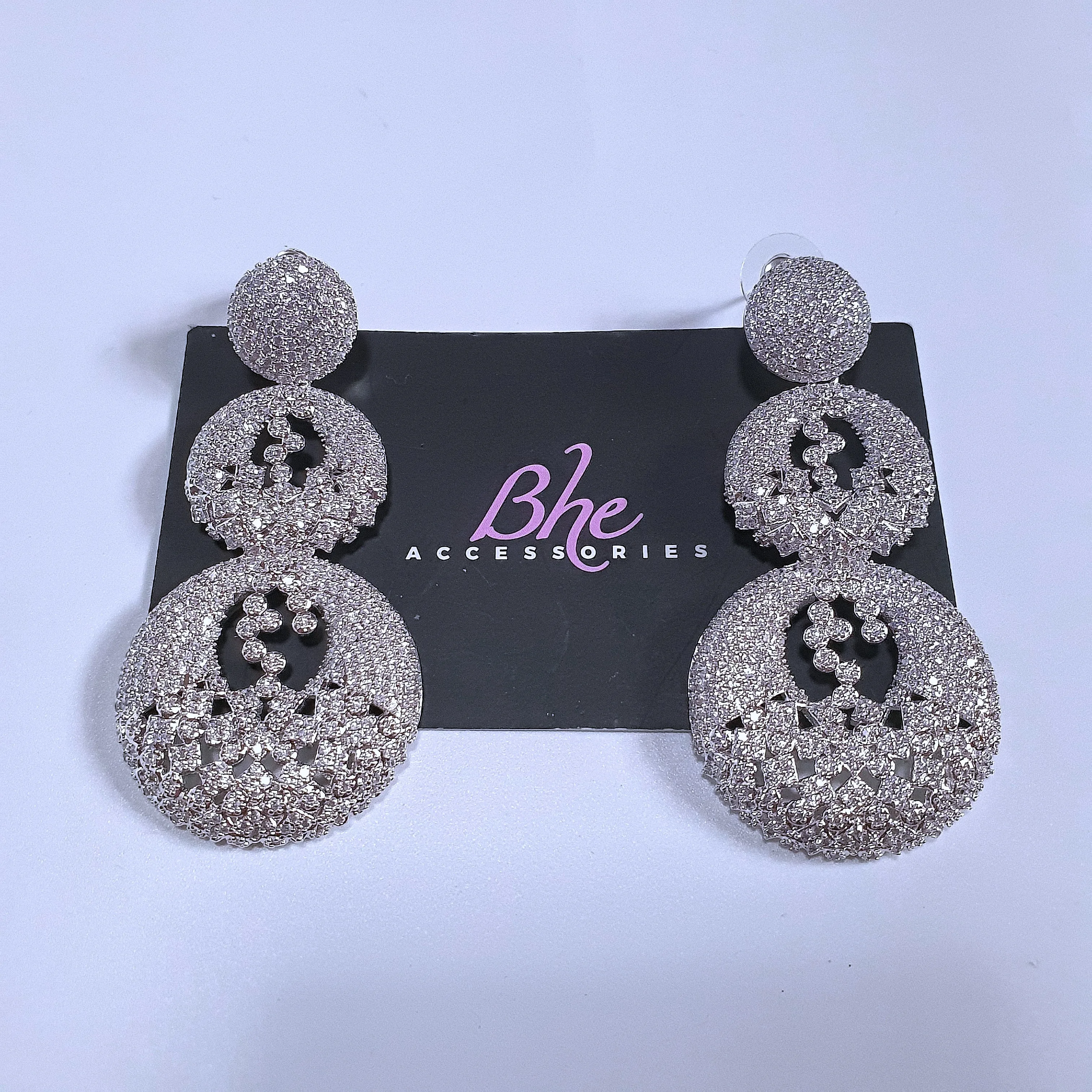 Unique Design Silver Cubic Zirconia Earrings