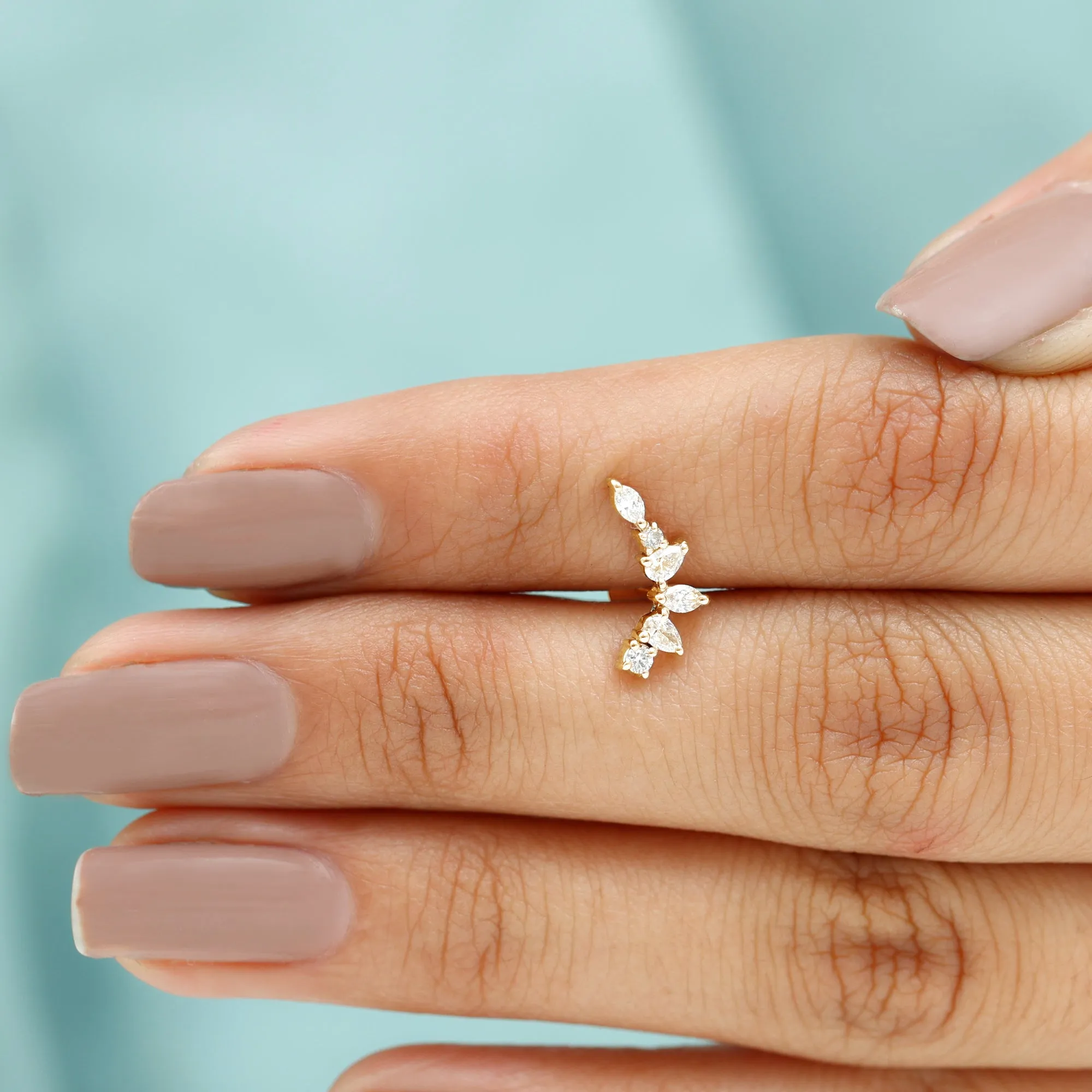 Unique Diamond Ear Crawler Earring for Helix Piercing