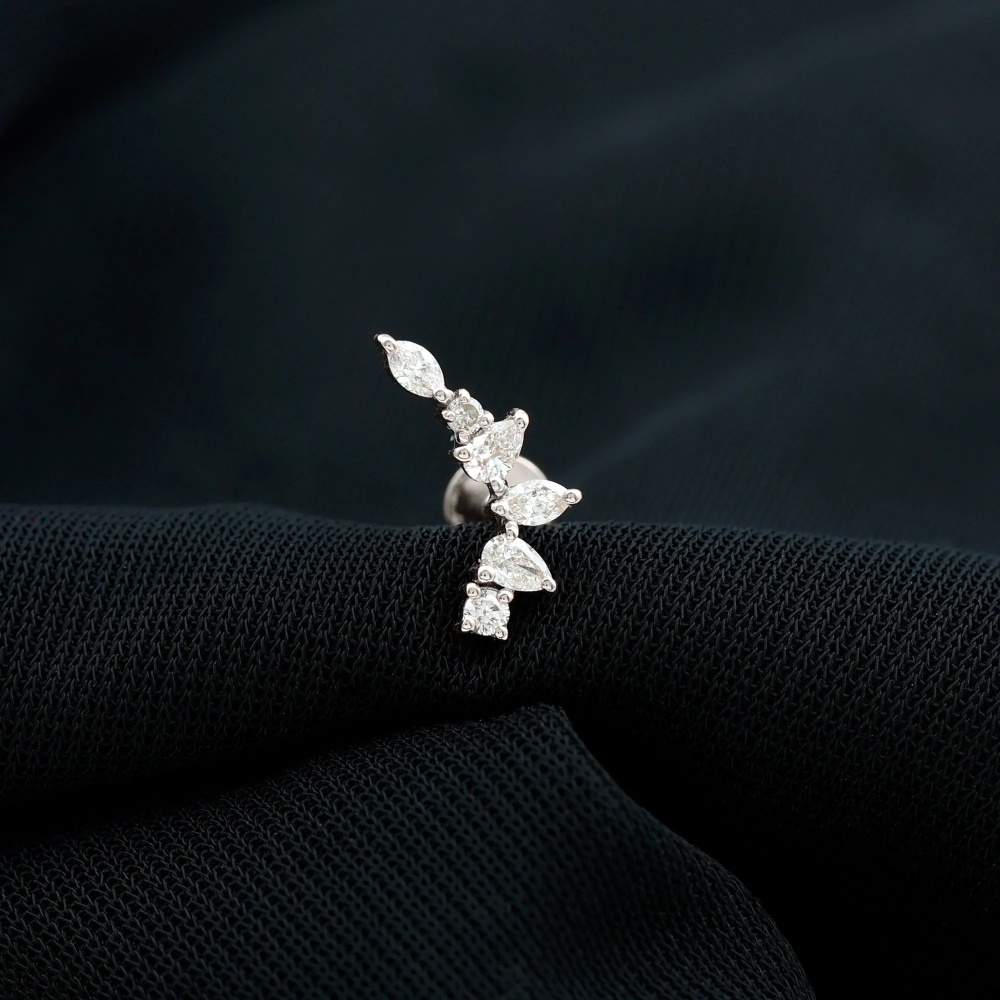 Unique Diamond Ear Crawler Earring for Helix Piercing