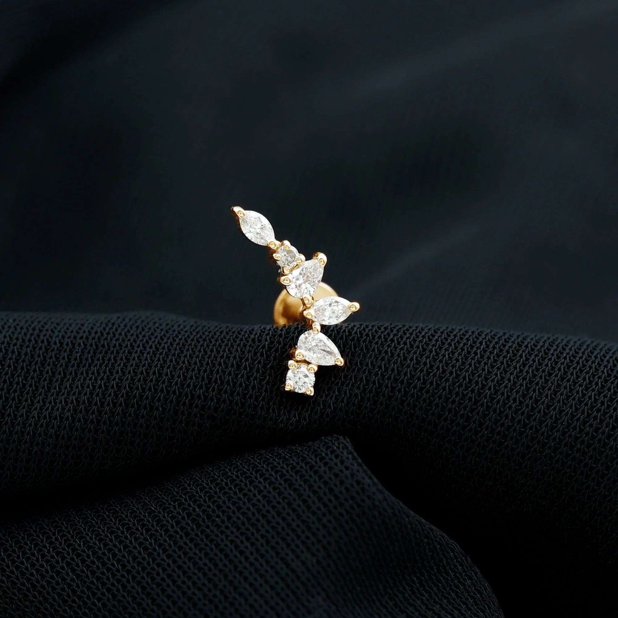 Unique Diamond Ear Crawler Earring for Helix Piercing