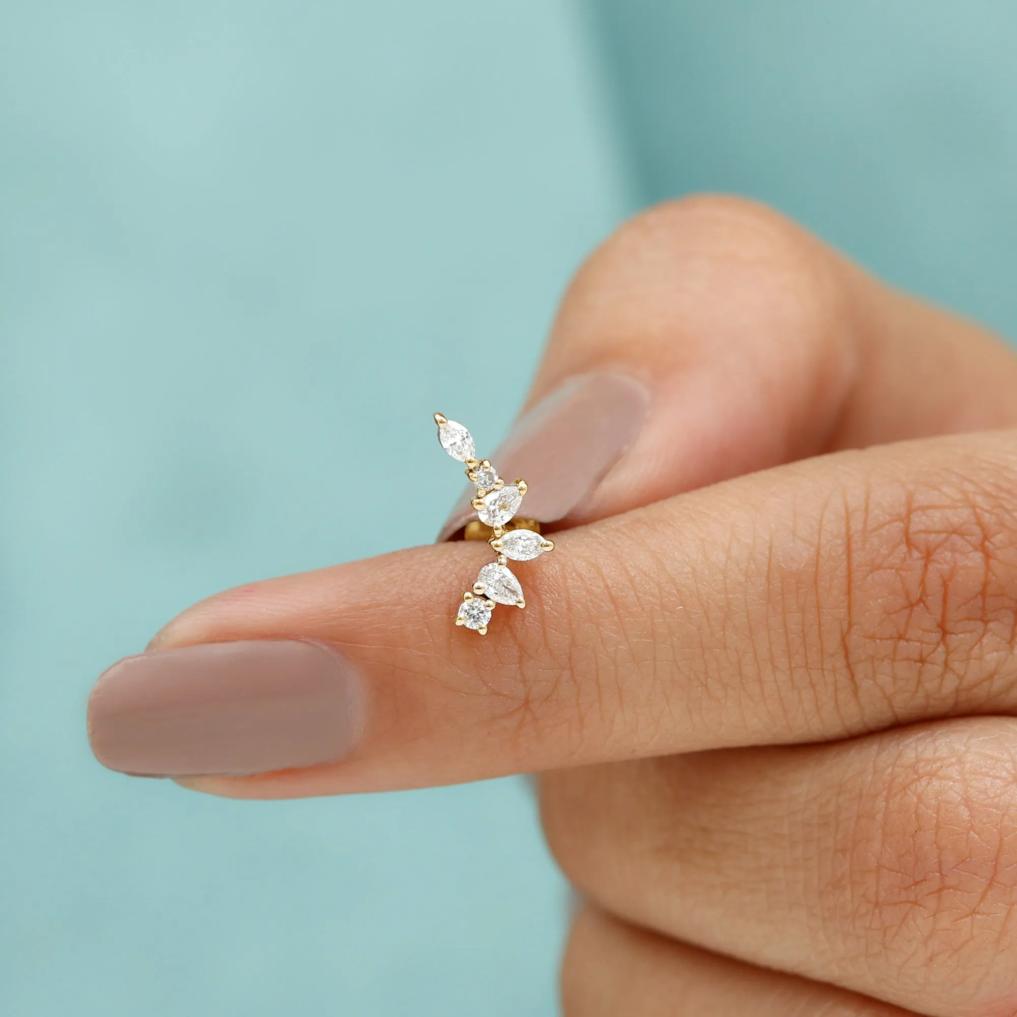 Unique Diamond Ear Crawler Earring for Helix Piercing