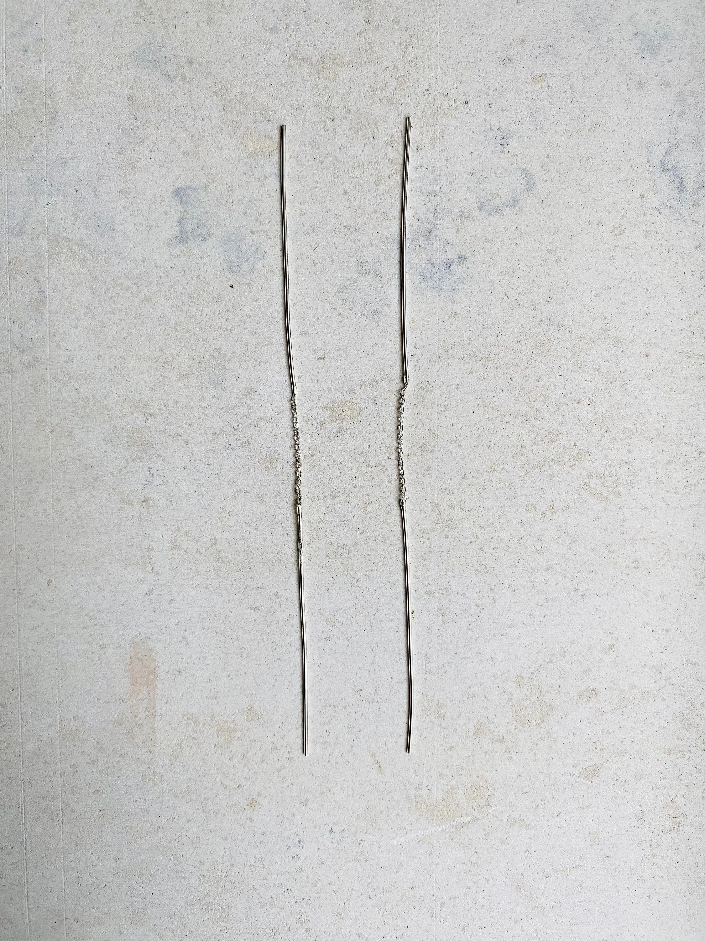 Unique line threader minimalist  silver earrings, dangle earrings