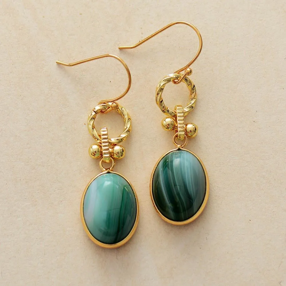 Unique Malachite Handmade Drop Earrings