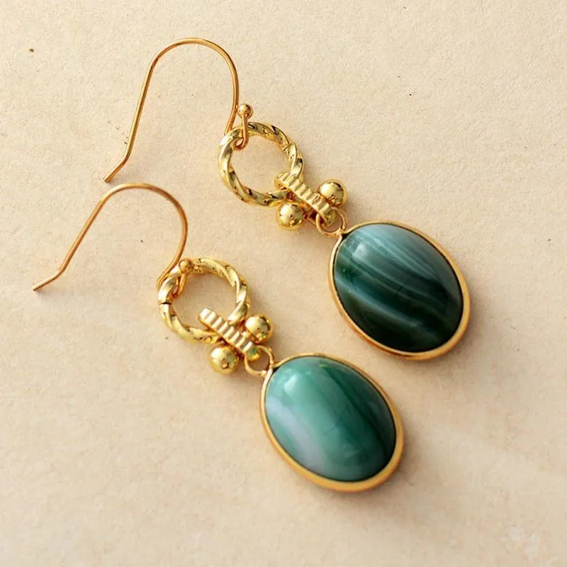Unique Malachite Handmade Drop Earrings