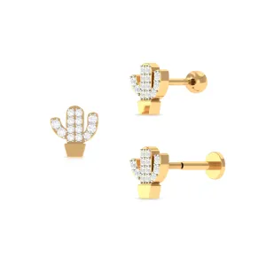 Unique Moissanite Cactus Earring for Cartilage Piercing
