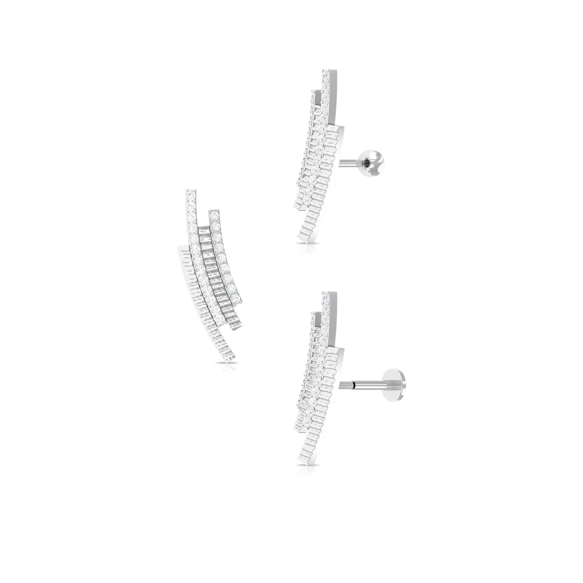 Unique Moissanite Curved Cartilage Earring