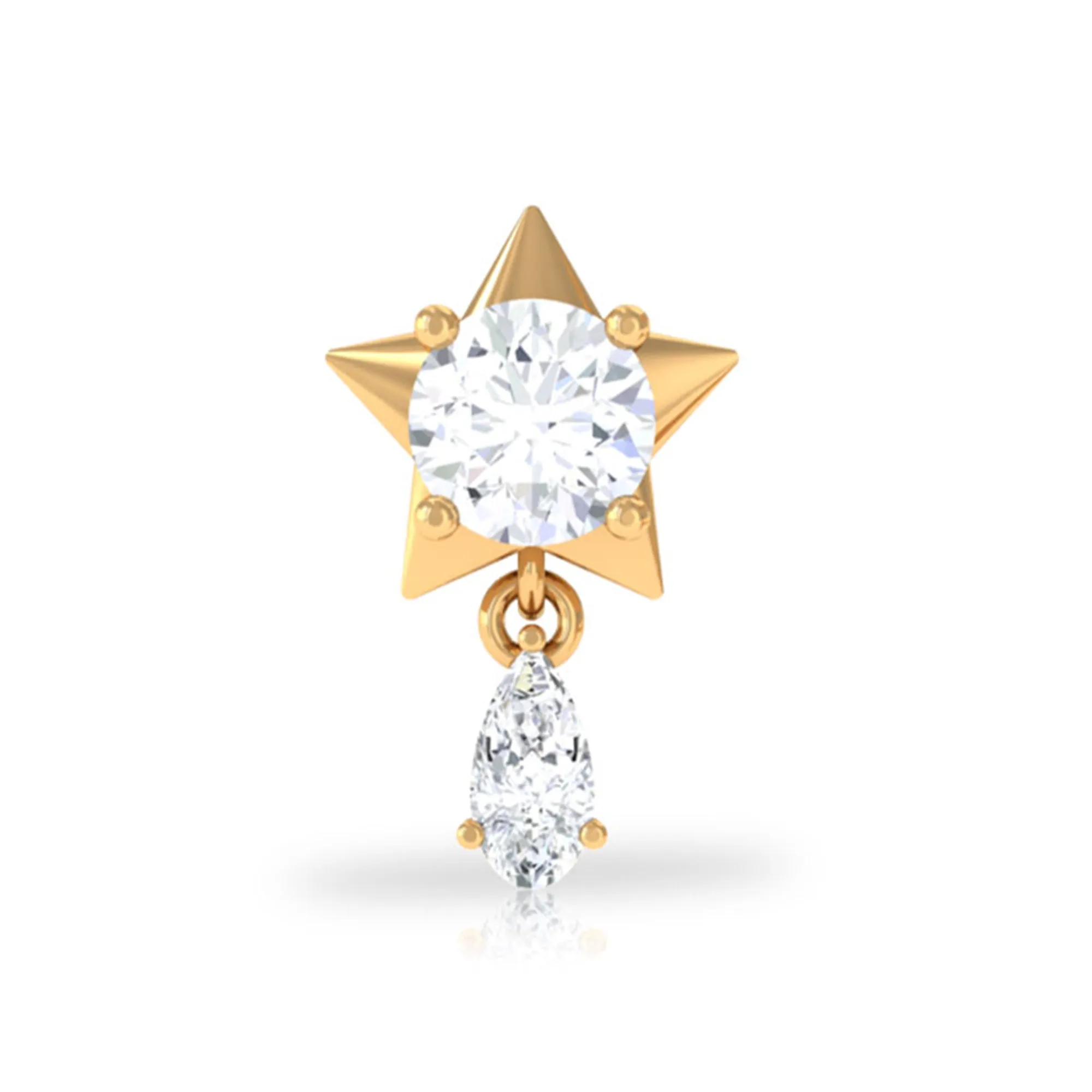 Unique Moissanite Star Drop Earring for Cartilage Piercing