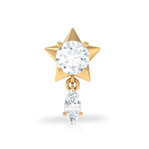 Unique Moissanite Star Drop Earring for Cartilage Piercing