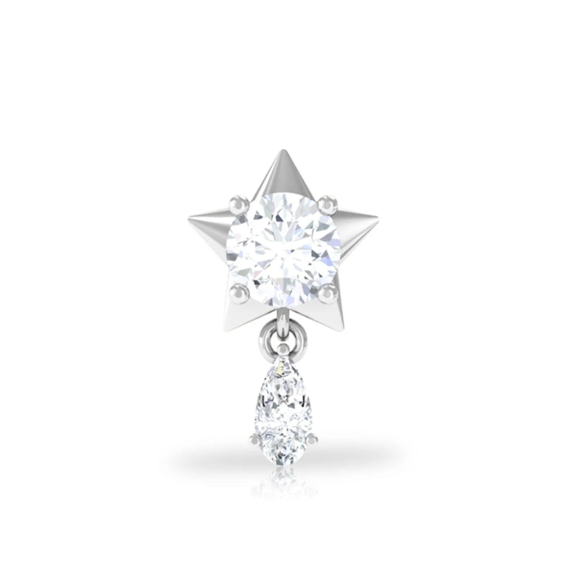 Unique Moissanite Star Drop Earring for Cartilage Piercing