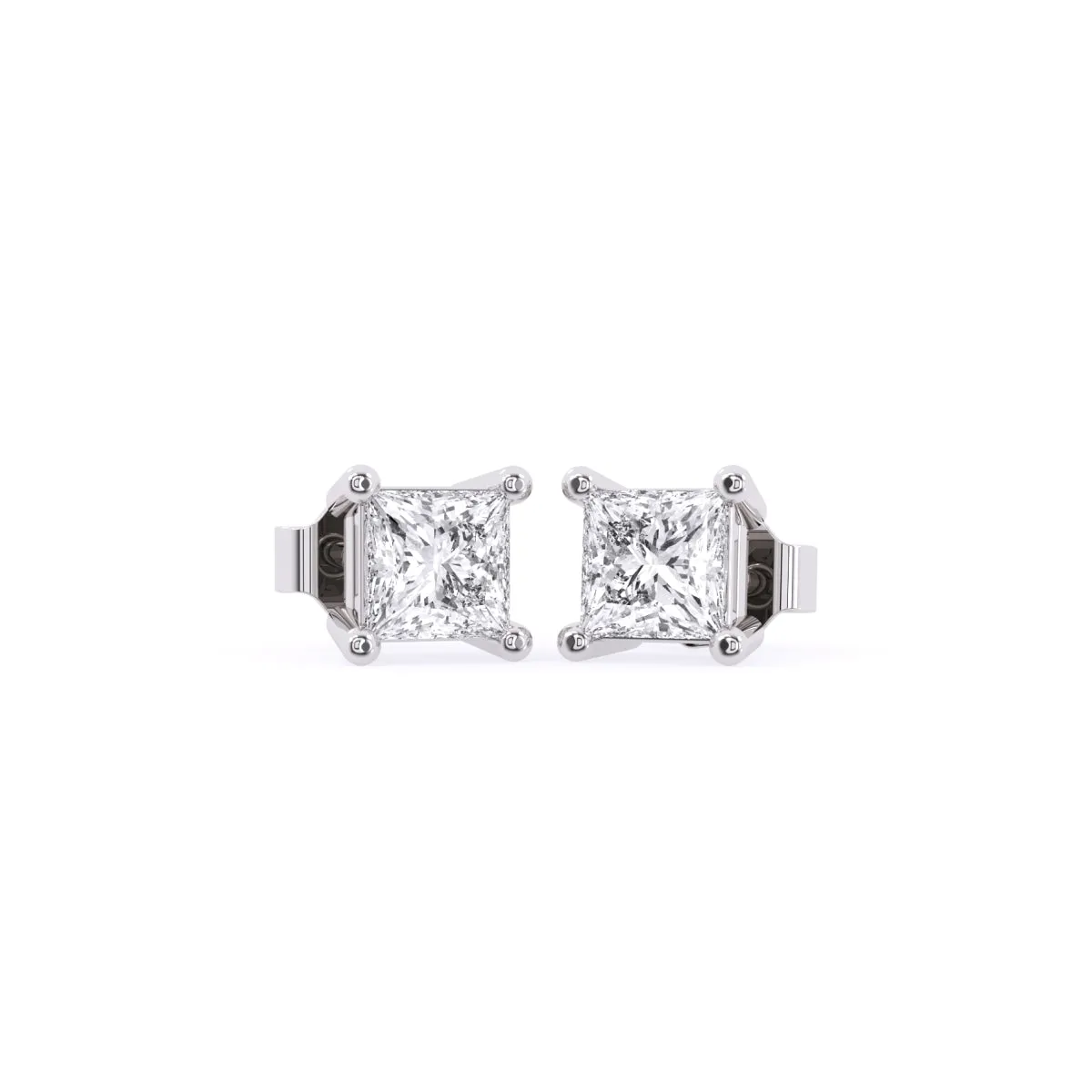 Unique Princess Diamond Solitaire Earrings