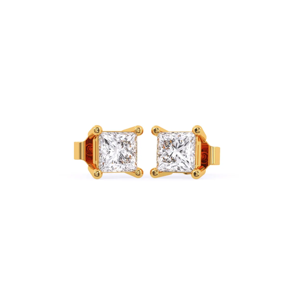 Unique Princess Diamond Solitaire Earrings