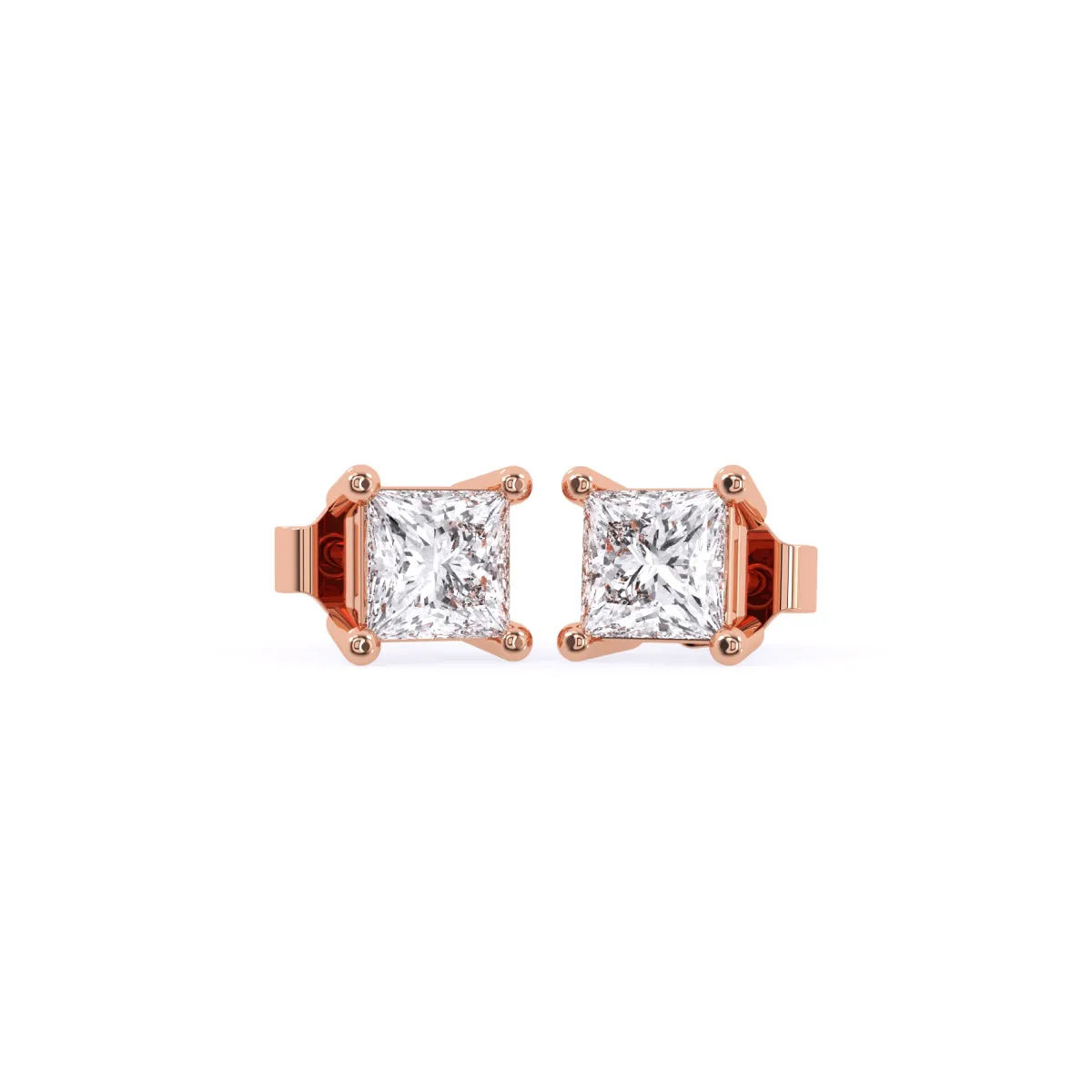 Unique Princess Diamond Solitaire Earrings