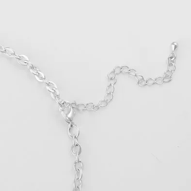 Unique Silver Chain Necklace and Earrings Set