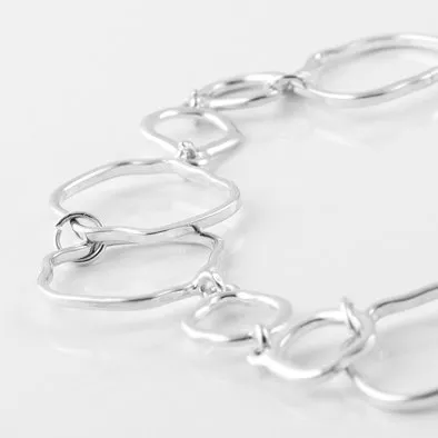 Unique Silver Chain Necklace and Earrings Set