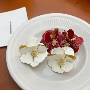 Unique Stud Earrings Camellia Earring Statement Jewelry