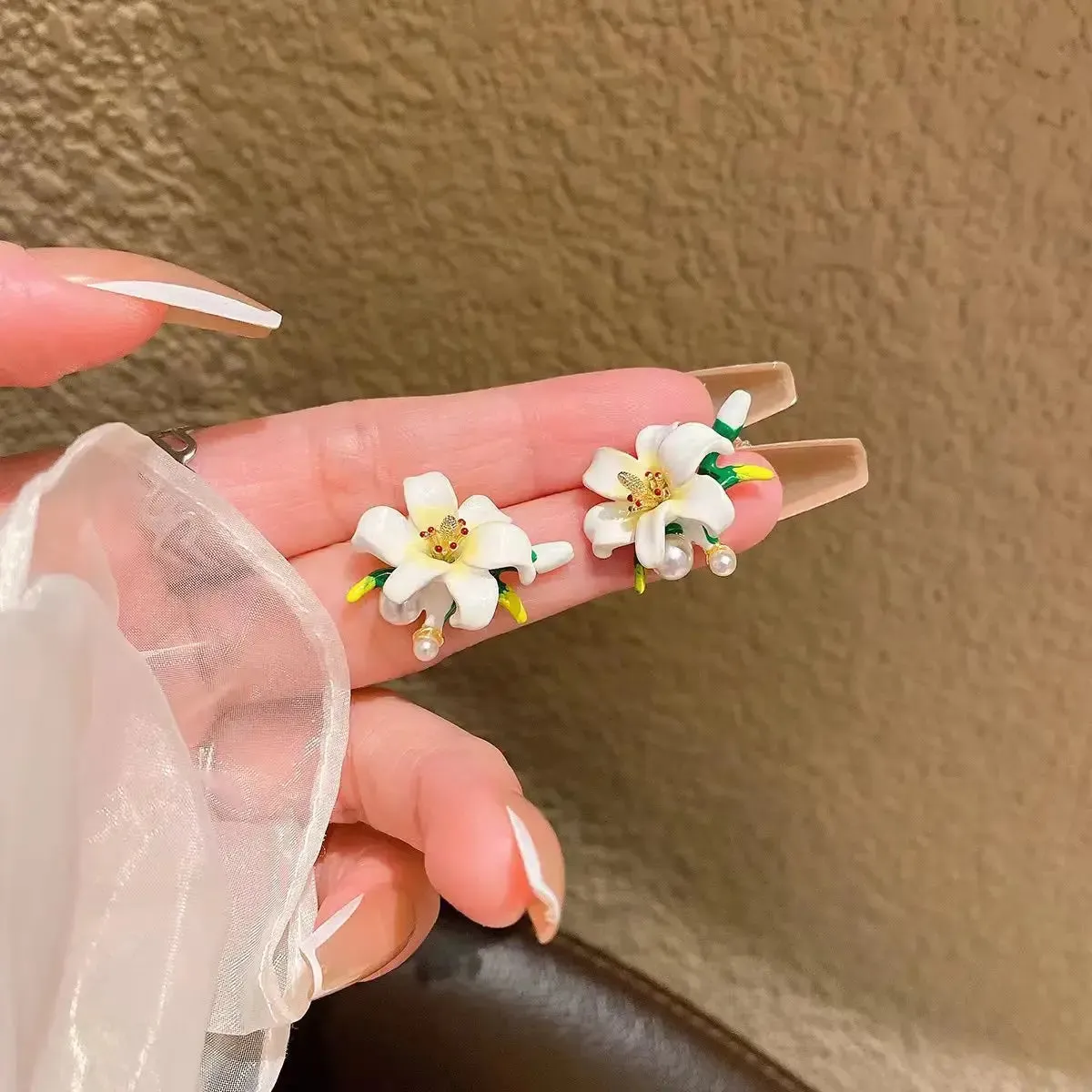 Unique Stud Earrings Camellia Earring Statement Jewelry