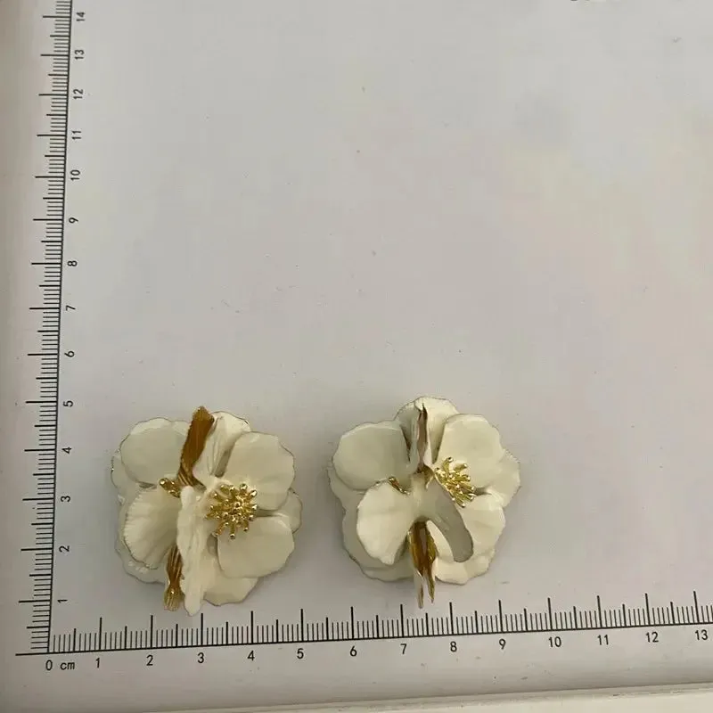 Unique Stud Earrings Camellia Earring Statement Jewelry