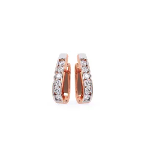 Unique Two Tone Channel Set Diamond Hoop Earrings