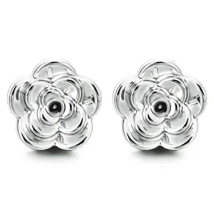 Unique Womens Magnetic Camellia Flower Stud Earring, Non-Piercing Clip On Fake Ear
