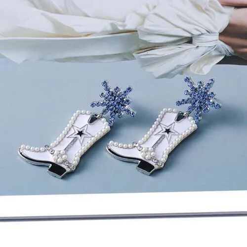 Unique You Boot Shaped Rhinestone Dangle Earrings