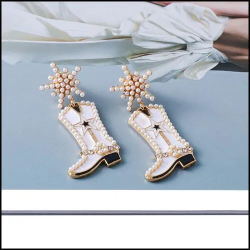 Unique You Boot Shaped Rhinestone Dangle Earrings