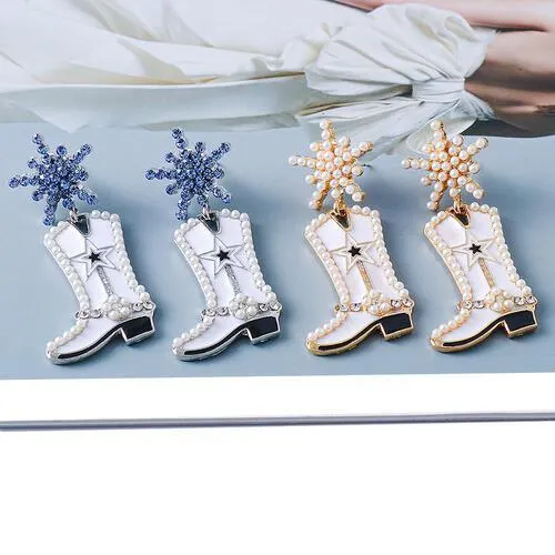 Unique You Boot Shaped Rhinestone Dangle Earrings