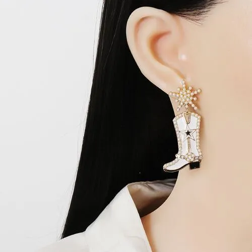 Unique You Boot Shaped Rhinestone Dangle Earrings