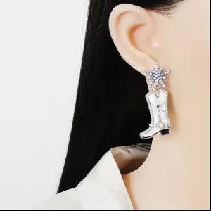 Unique You Boot Shaped Rhinestone Dangle Earrings