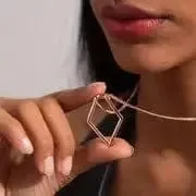 V Shape Necklace Geometric Pendant Necklaces Ring Holder Holding Special Necklace - Silver, Gold & Rose Gold